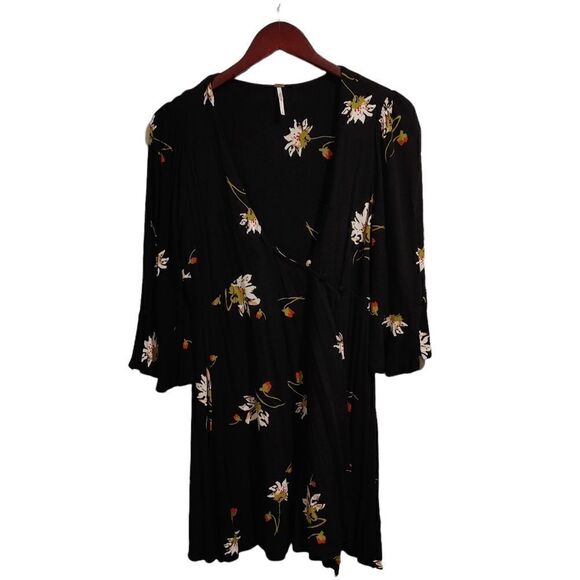 Free People Dress Times On My Side Mini Tea Small Black Floral - Picture 2 of 7